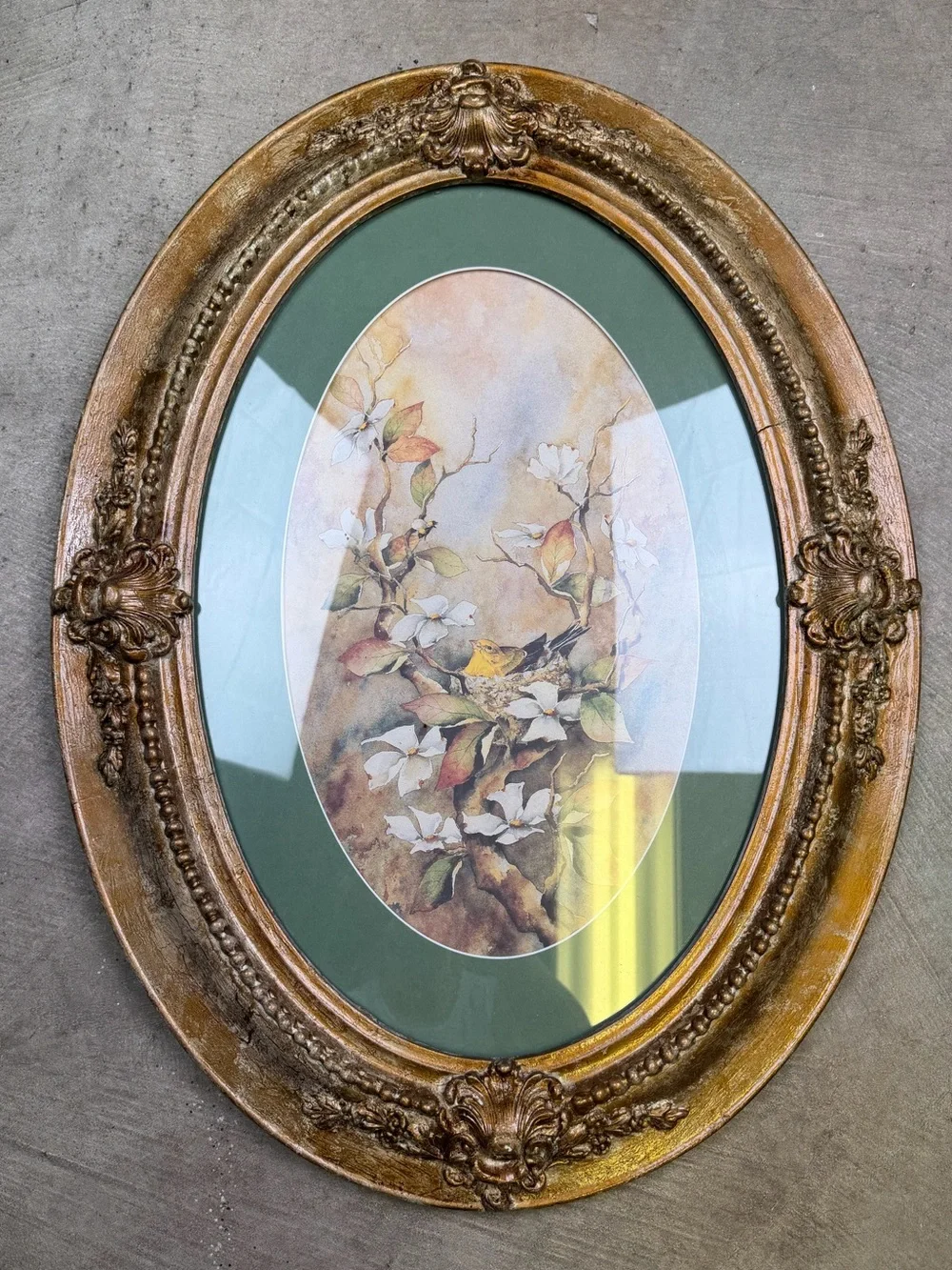 Vintage 24x18 Large Ornate Oval Gold Gilt Picture Frame Baroque Circa 1960-1970s